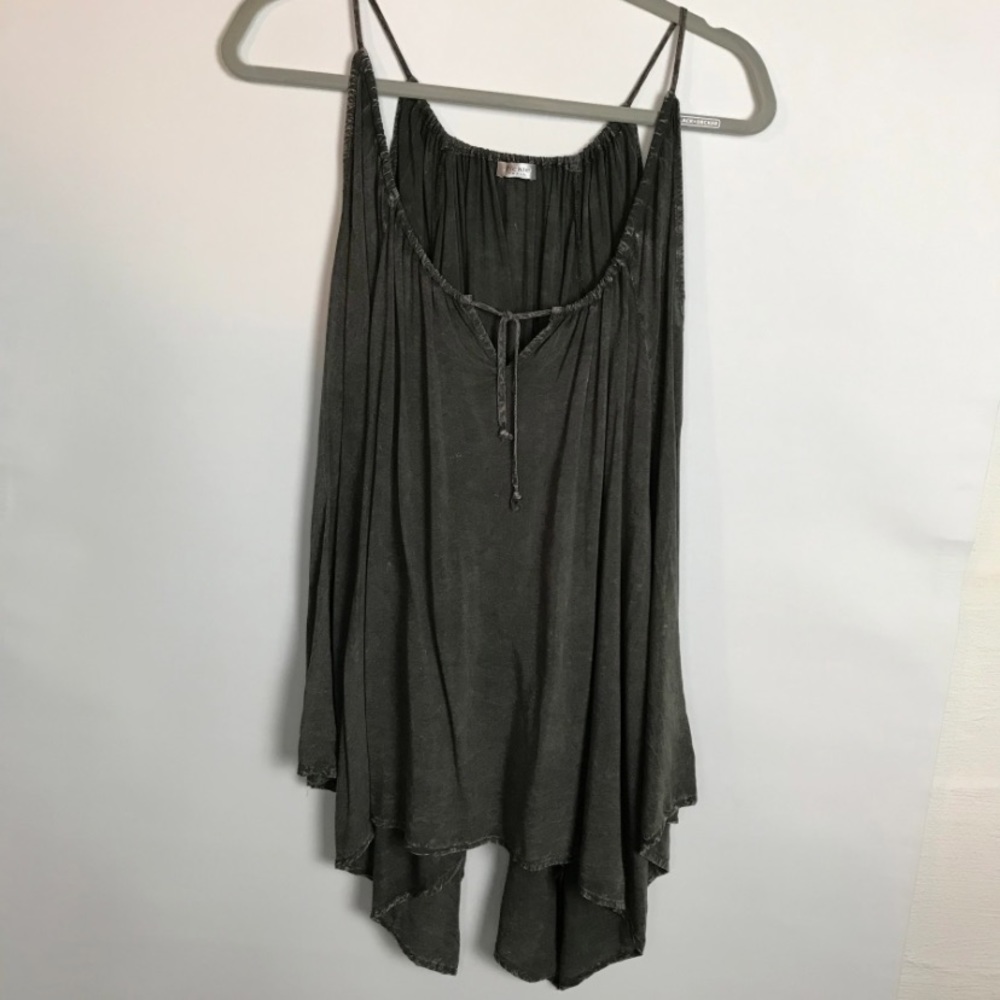 FICKLE Women’s Charcoal Gray Sleeveless Tank Casual Adjustable Summer Top - S